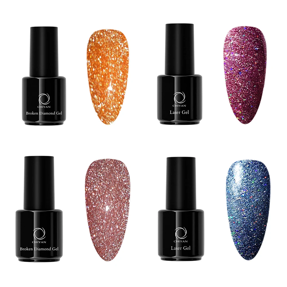 

Wholesale Free Sample Gel Top Coat no Wipe High Shine Reflective Glitter Broken Diamond Gel Nail Polish With Creat You Own Brand