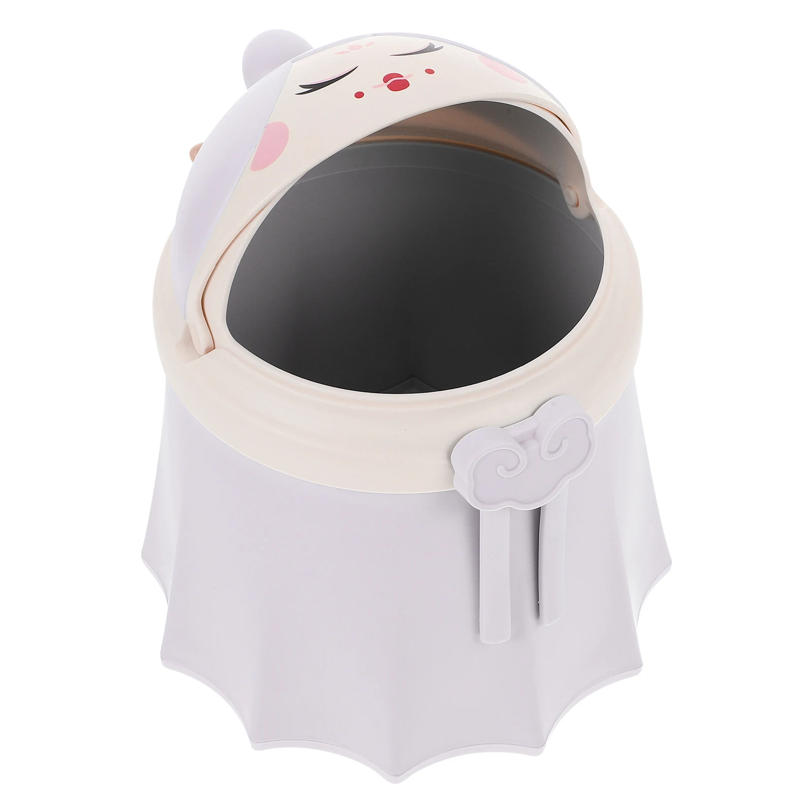 

Cute Princess Shaped Mini Trash Can Pink Small Garbage Bin Lid Cartoon Style Office Bedroom Use Easy Clean PP Material