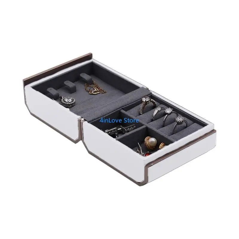 

T4MD Elegant Jewelry Storage Box Portable Travel Earring PU Display Box