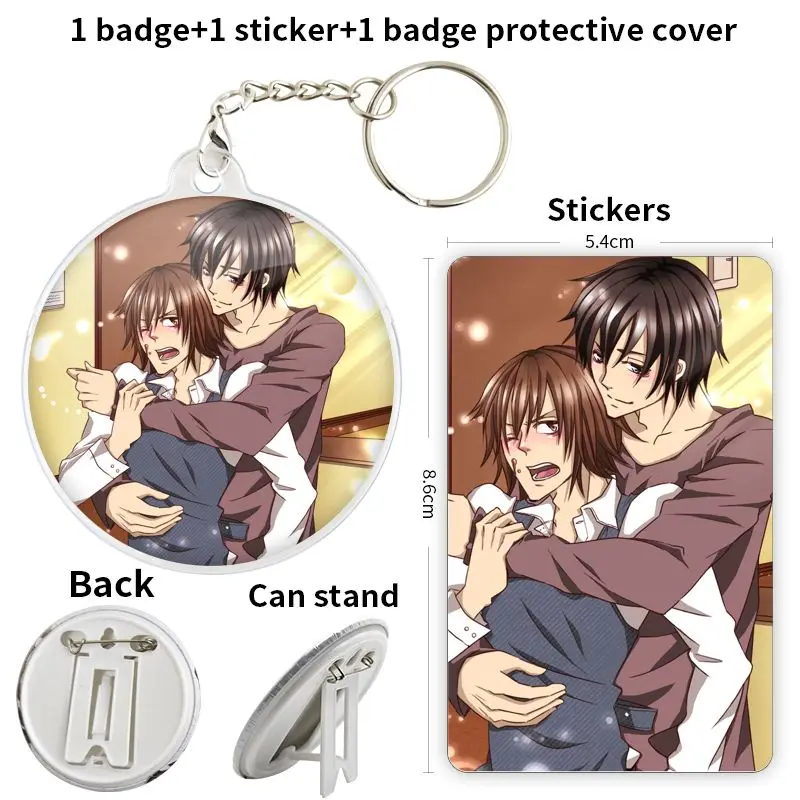 Kusama Nowaki Junjou Romantica juego Anime personaje suave botón insignia broche ancla periféricos Pin sombrero creativo Metal