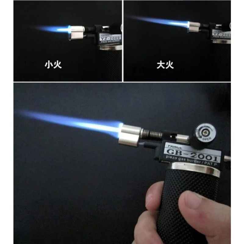 Nuovo metallo Spruzzatura Moschetto Accendino In Acciaio Inox Saldatura Domestica Gas Butano Pistola di Saldatura Ad Alta Temperatura BBQ All'aperto Ignificatore