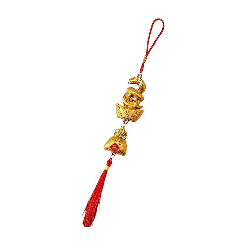 New 1Pc 2025 Year Of The Snake Gold-Plated Plastic Zodiac Snake Pendant Lucky Mascot Home Car Hanging Ornaments