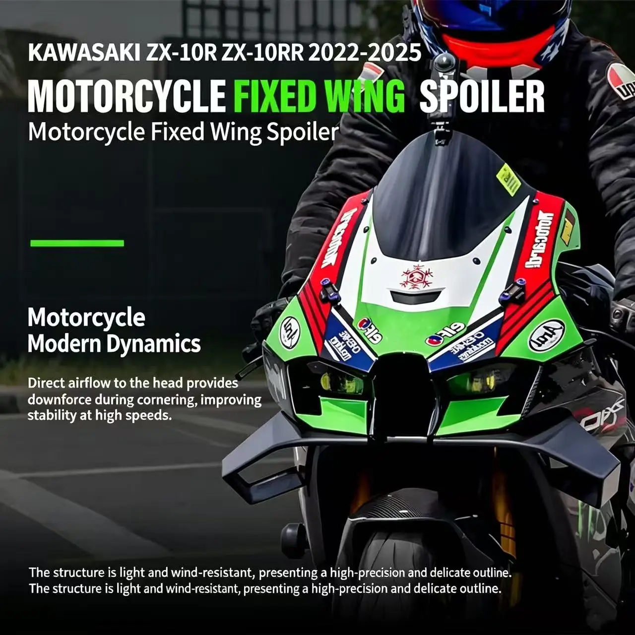 

Suitable for Kawasaki ZX-10R and ZX-10RR (2022 - 2025) for modifying fixed wing spoiler air deflectors