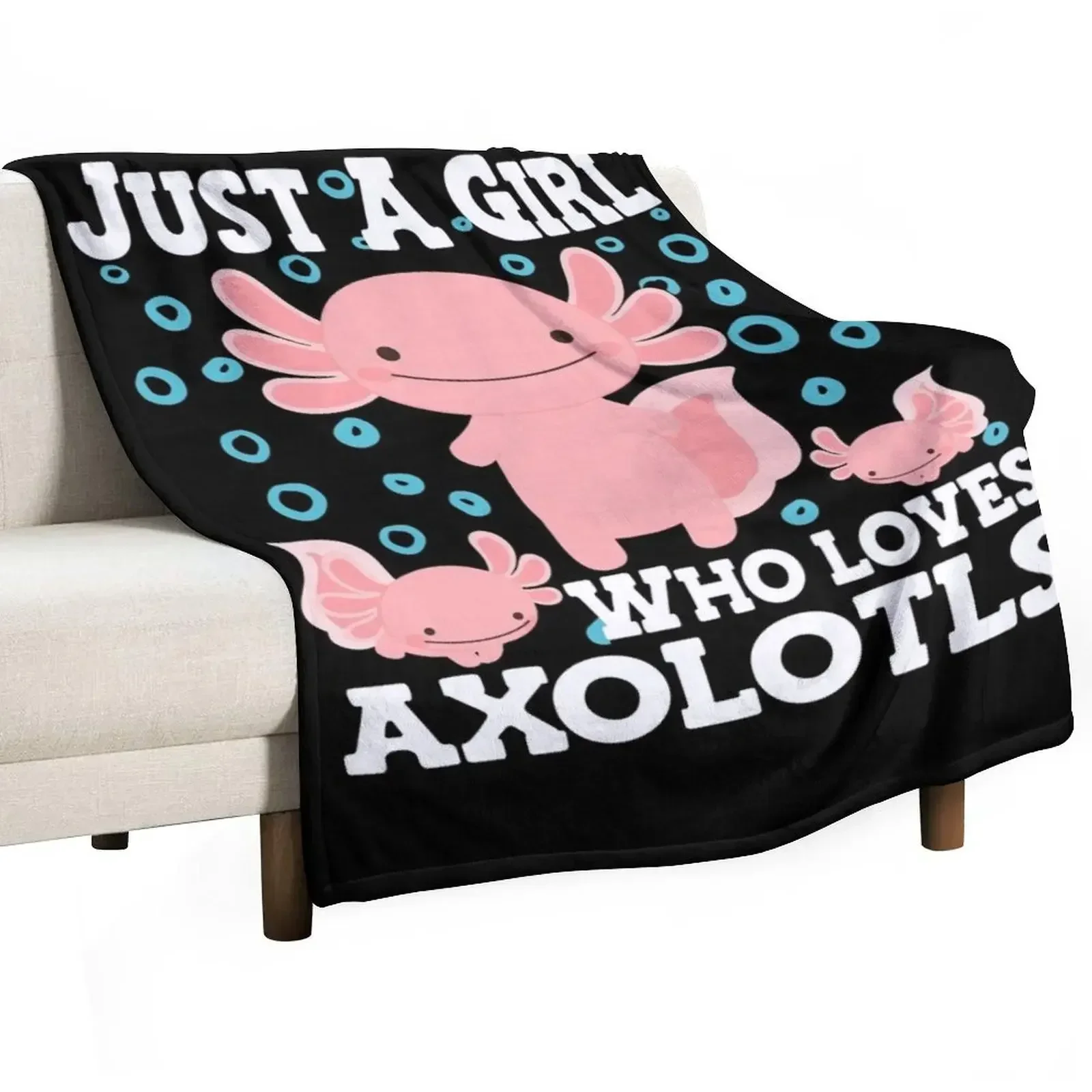 Axolotl Cute Kawaii , Just a Girl who love Axolotls Throw Blanket Soft Plaid bed plaid Quilt Blankets