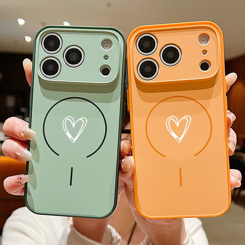 Herz-Muster Magnetische Handyhülle für iPhone 17 Pro 16 15 14 13 Pro Max für MagSafe Kabelloses Laden TPU Harte PC-Rückabdeckung