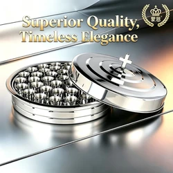 Communion Plate Set stainless steel Mini Chalices Holy Communion 40 holes - one tray plus a lid and 40pcs stainless steel cups