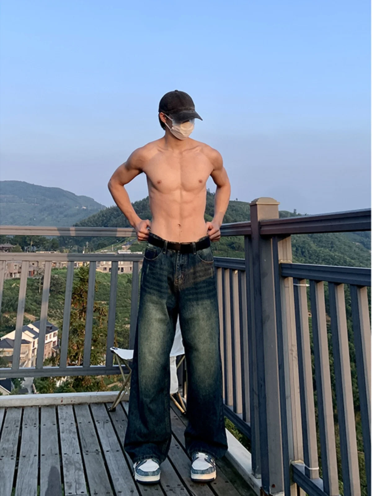 

Американские винтажные мужские джинсы Deep Blue, прямые, широкие, слегка расклешенные, для осени, для подростков, хлопок/полиэстер