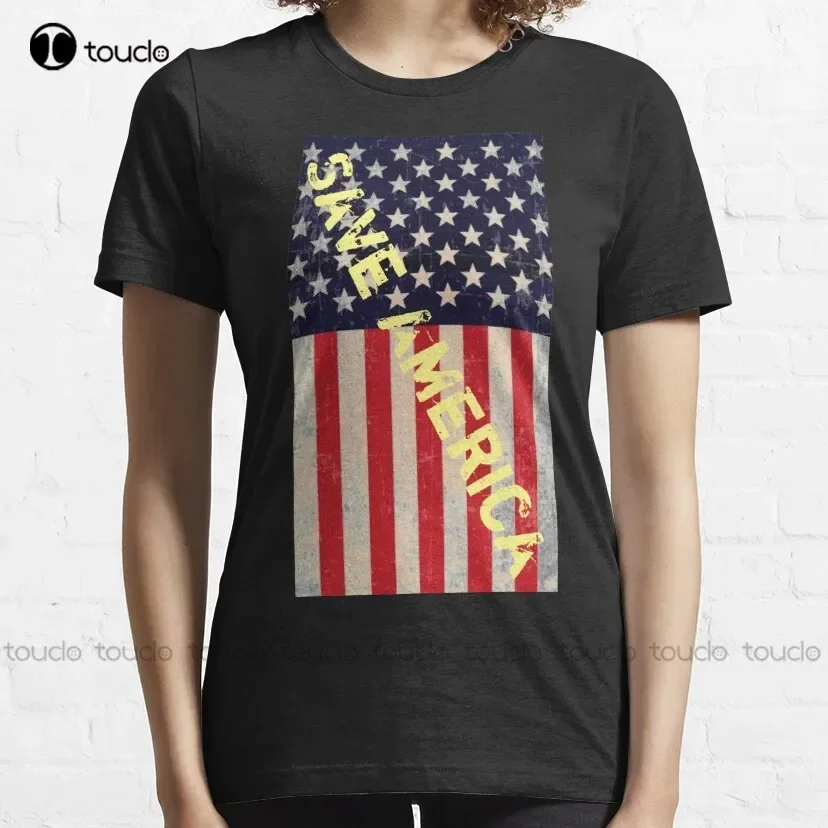 Save-America-Upside-Down-Flag-Pray-For-Americaamerican Flag Upside Down Classic T-Shirt Shirts Women Custom Aldult Teen Unisex