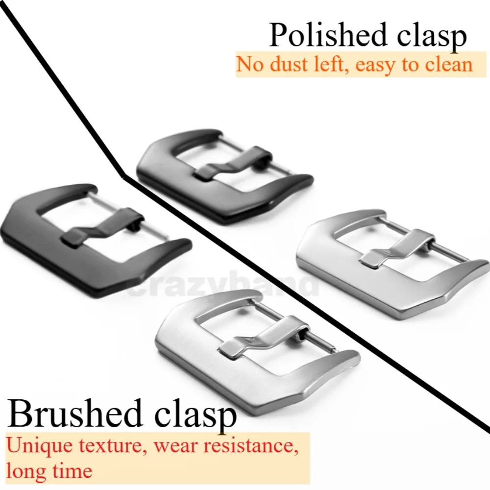 الفولاذ المقاوم للصدأ حزام الساعات مشبك زر عالمي 16/18/20/22/24/26 مللي متر لبانيراي ماتي مصقول مشبك اكسسوارات الفضة الأسود