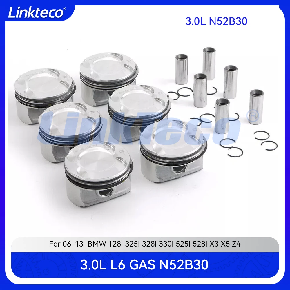 

Engine Pistons & Rings Set Fit 3.0 T L L6 GAS N52B30 For 06-13 BMW 128I 325I 328I 330I 525I 528I 530I X3 X5 Z4 3.0L N52 B30 A