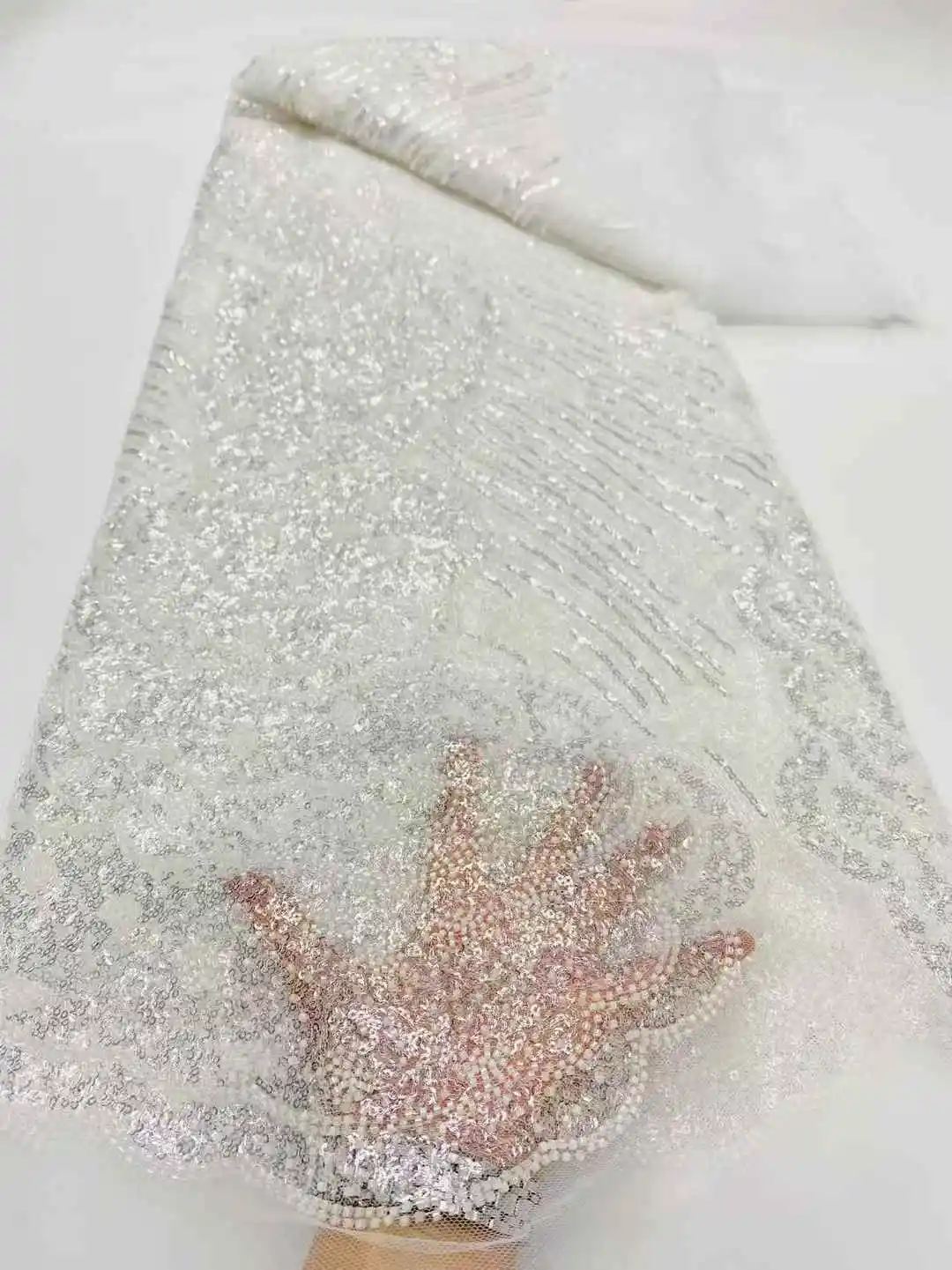 الترتر الأفريقي مطرز أقمشة الدانتيل النيجيري العريس التطريز عالية الجودة الفرنسية تول أقمشة الدانتيل لحفل الزفاف-DP