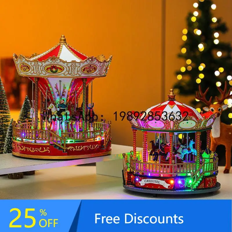 

XL Christmas Music Box Ornament Carousel with Music Resin Craft Decoration