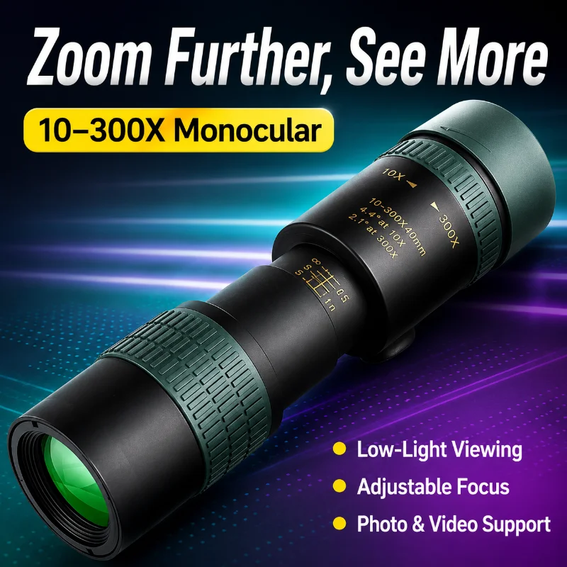 Professional Zoom Monocular Telescope HD Low Light Optical Scope Portable Handheld Outdoor Viewer Travel Photography Sightseeing