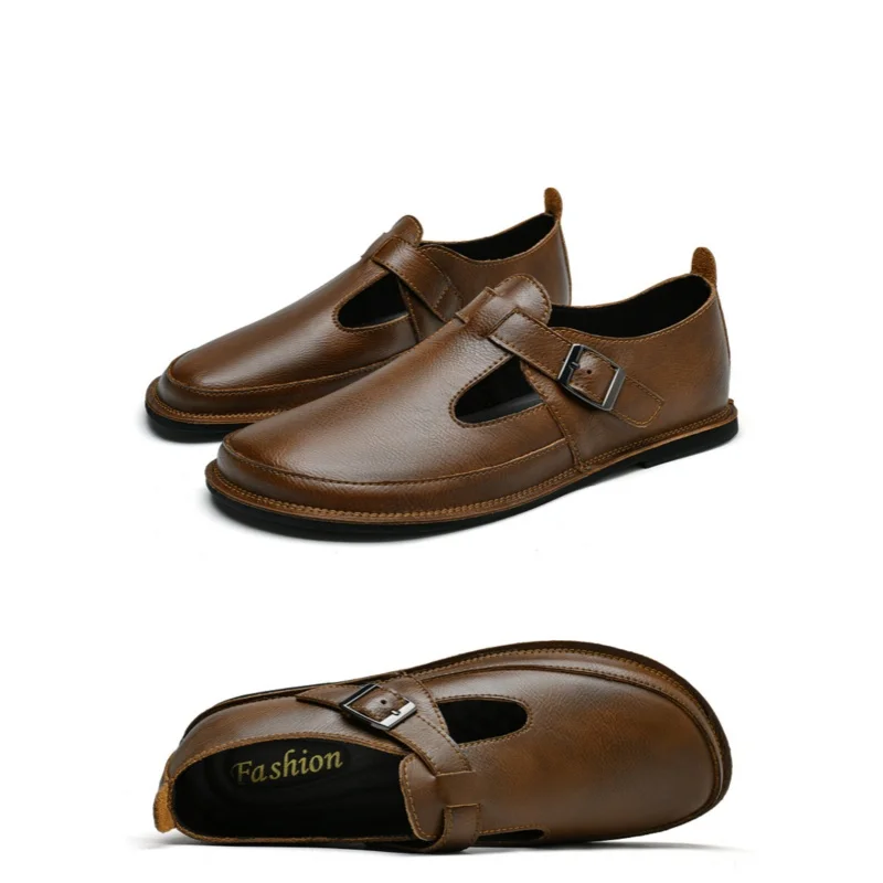 2026 Summer Men'S Fashionable High-End Loafers Low Top Leather Buckle Casual Shoes Suitable For Daily Adult Formal Occasions