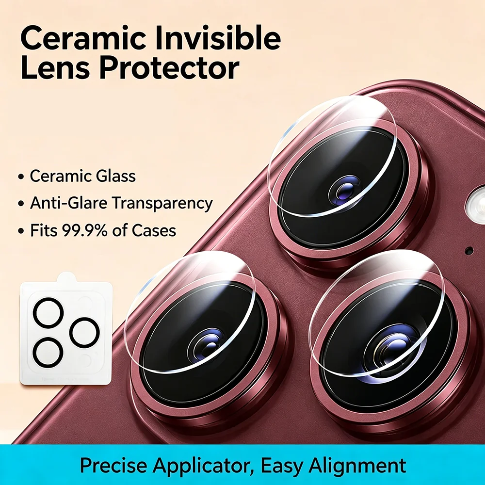 HANNUO HD Camera Lens Protector Tempered Glass For iPhone 18 17 16 15 14 13 Pro Max For IPhone DUO Air Metal Ring Camera Cover