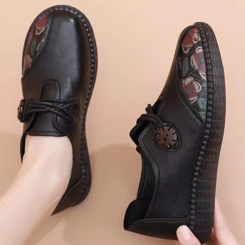 Comfortable Cushion Loafers Woman Spring Autumn Orthopedic Sneakers Mom Cozy Oxford Leather Moccasins Ladies Flat Shoes