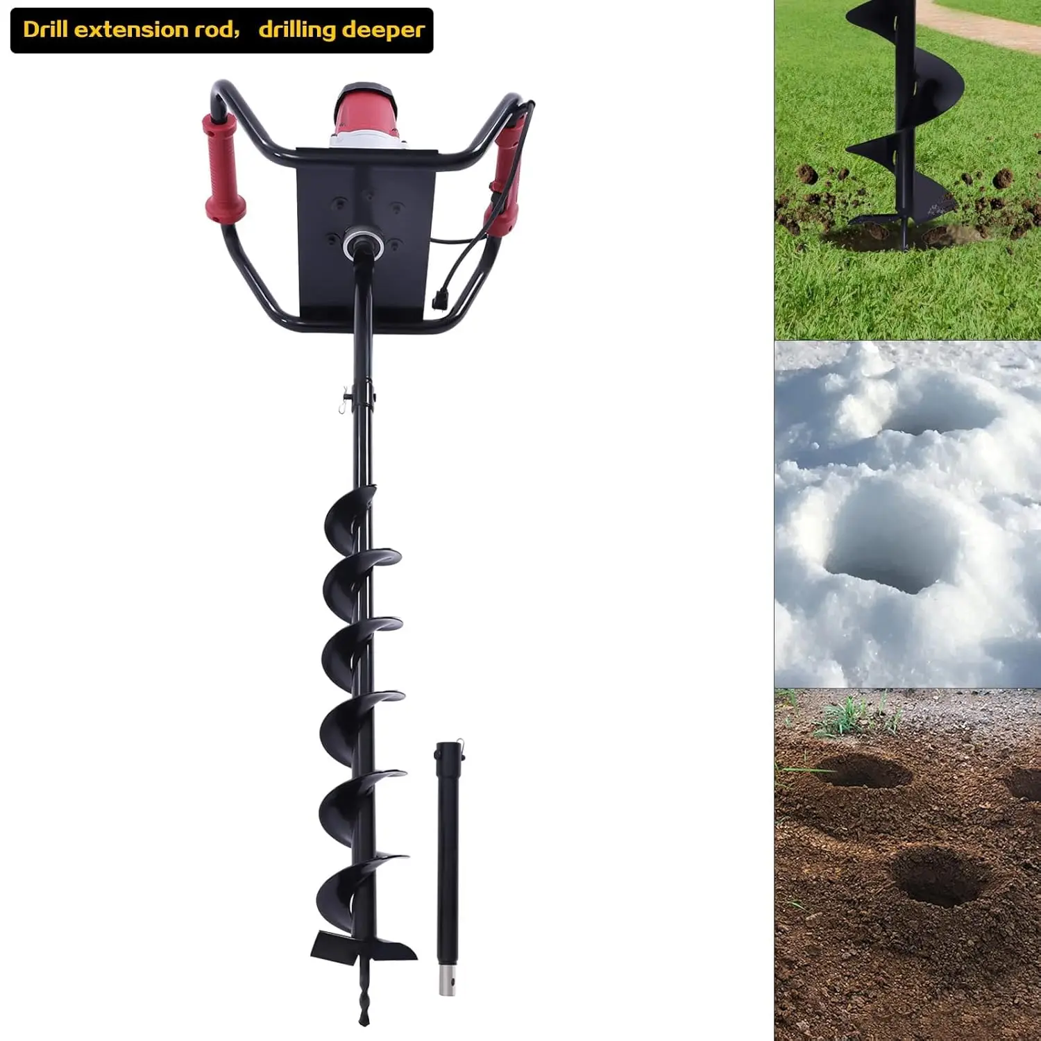 Dyrabrest 1500W Electric Post-Hole Digger With 6-Inch Auger Bit Earth Auger Post Hole Digger Electric For Post Holes Earth