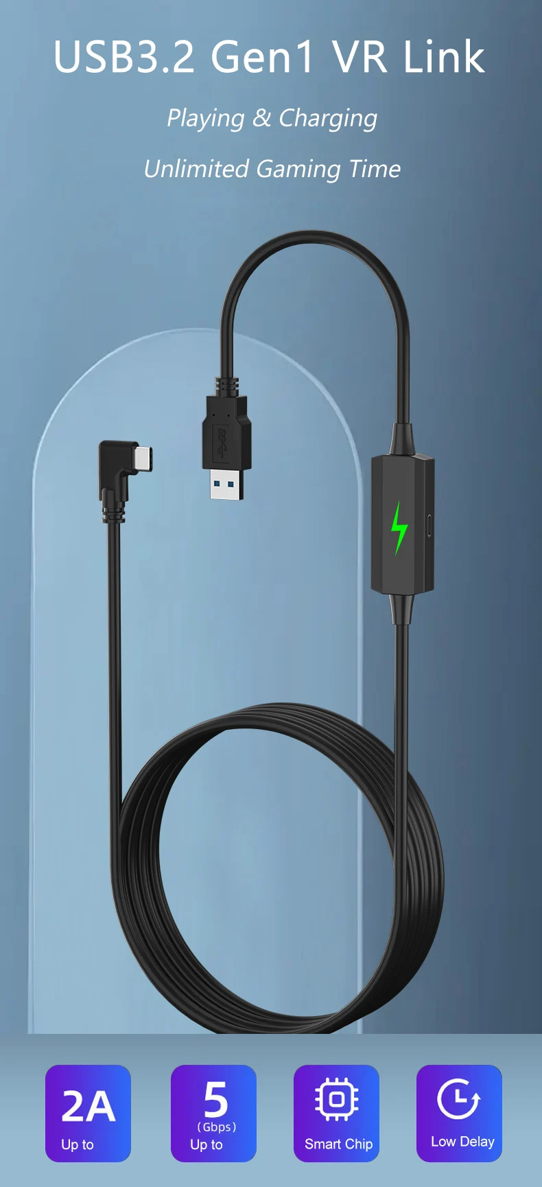 充電ケーブル  Quest 1/2/3 Pico VR Usb3.2 gen1 vrリンクケーブル,oculus Quest 1 2/Pico neo 3/Pico 4用