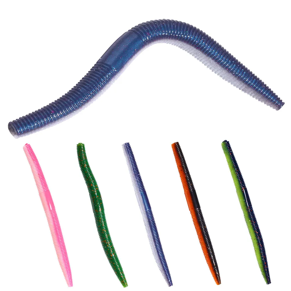 5pcs 10.5cm 13cm Worm Silicone Bass Fishing Lure Soft Plastic Rubber Stick Bait For Wacky Rig Bass Lure Saltwater Freshwater