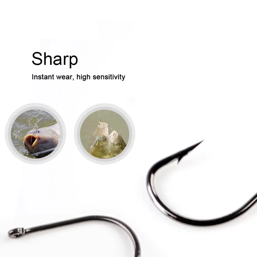 NGB 50PCS TOMARU Fishing Hook With Ring 3#-12# High Carbon Steel Barbed Hook Carp Fishhook Feeder Accessories
