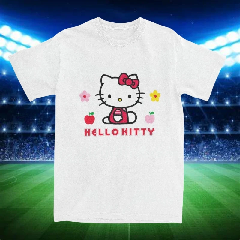 

Трикотажная футболка Hello Kitty 2025 года, быстросохнущая и дышащая, повседневная и модная полиэстер из ледяного шелка (разные размеры)