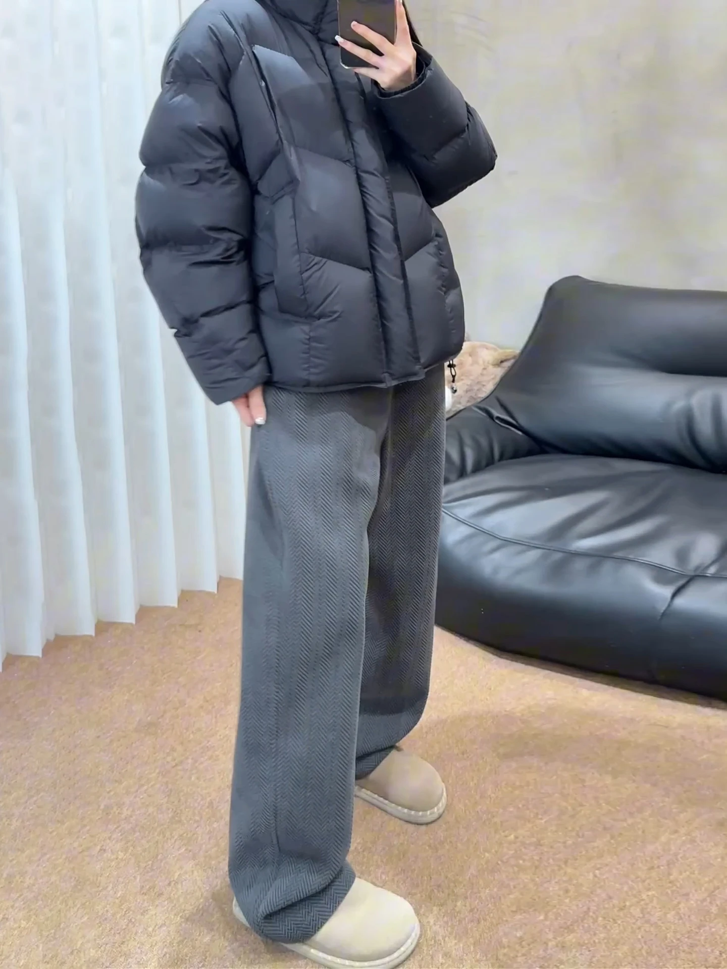 

Мужские зимние повседневные брюки свободного кроя с начесом, прямые, с текстурой зебры, в американском стиле, расклешенные