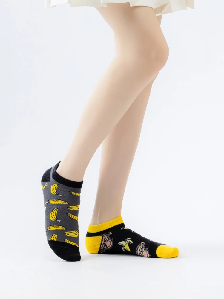 1 Pair Women's Cartoon Cute Watermelon Banana Cherry Rabbit DuckSocks AB Colorful Playful Style Soft Breathable  For Daily Wear