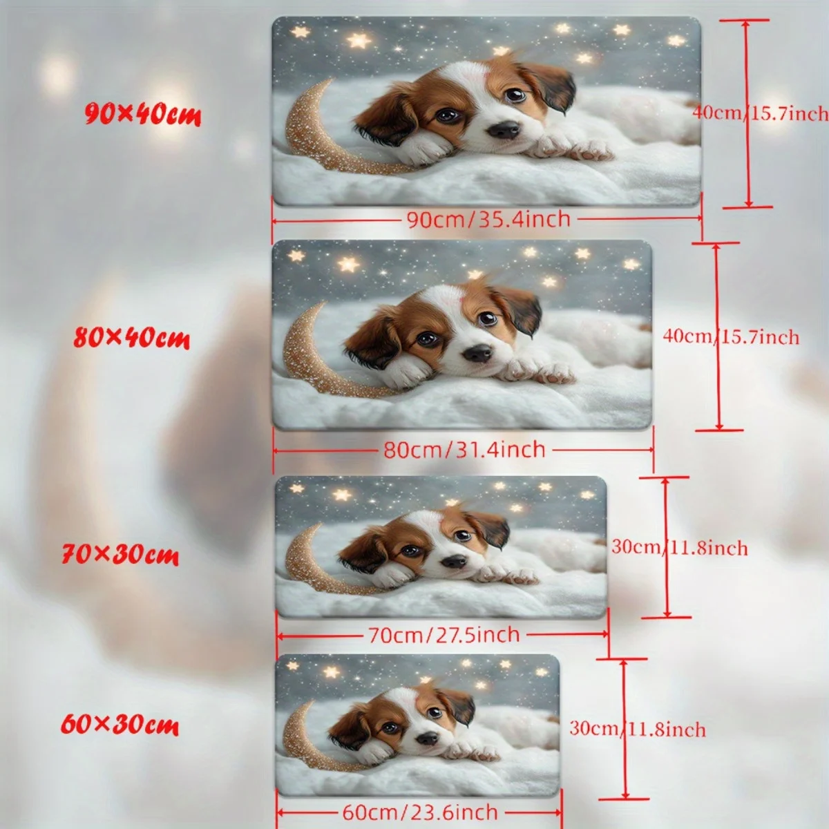 1pc Cozy Puppy Night Art HD Desk Mat - XXL Rubber Mouse Pad with Stars & Moon Design, Multi-Functional Keyboard & Gaming Mat for