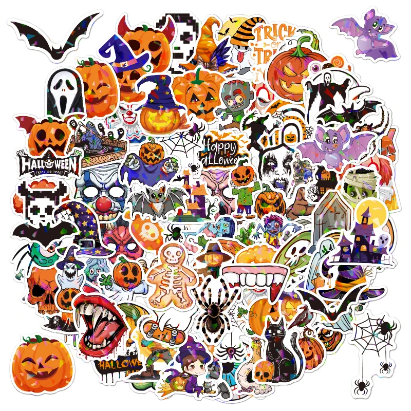 Party Sticker Halloween Laser Waterproof Suitcase Party Decoration High Definition Printing Repeatable Pasting