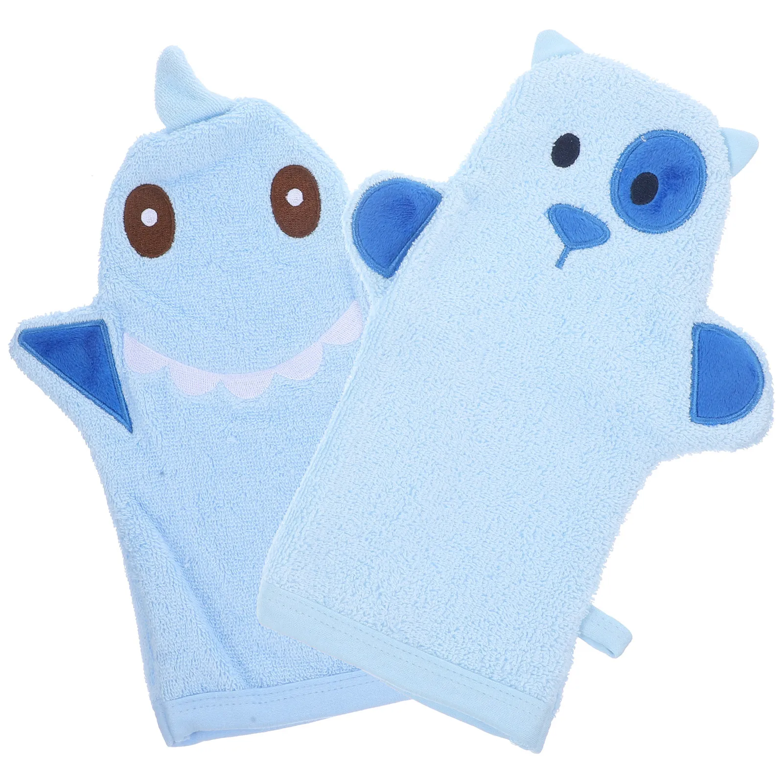2Pcs Kids Bath Gloves Animal Print Exfoliating Shower Mitts Gentle Body Scrubbing Gloves for Newborns Infants Safe Skin Cleaning