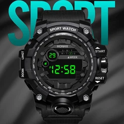 Luxury Men's Sports Watch Sweatproof Luminous Men Sport Watch Multifunction LED Digital Electronic Wristwatch Clock for Boy Kids