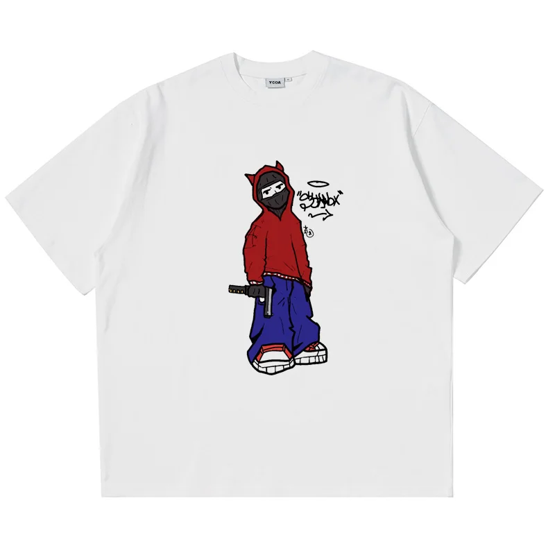 Men T-Shirt Graphic Cotton Tee Oversized Tops Harajuku Summer Streetwear Fashion Vintage Short Sleeve Y2k Korean Popular Clothes