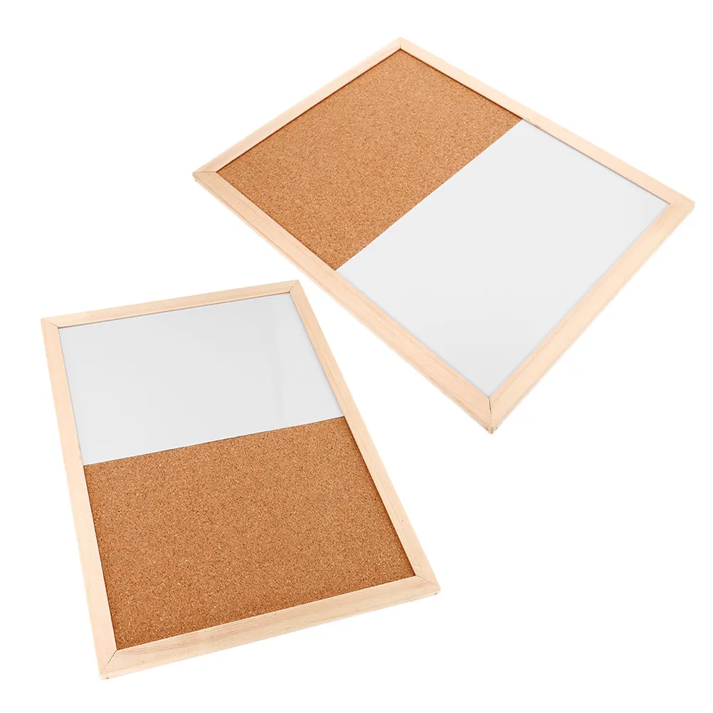2pcs-dual-function-memo-board-with-cork-pin-board-and-writable-whiteboard-wooden-frame-wall-mounted-for-home-office-school