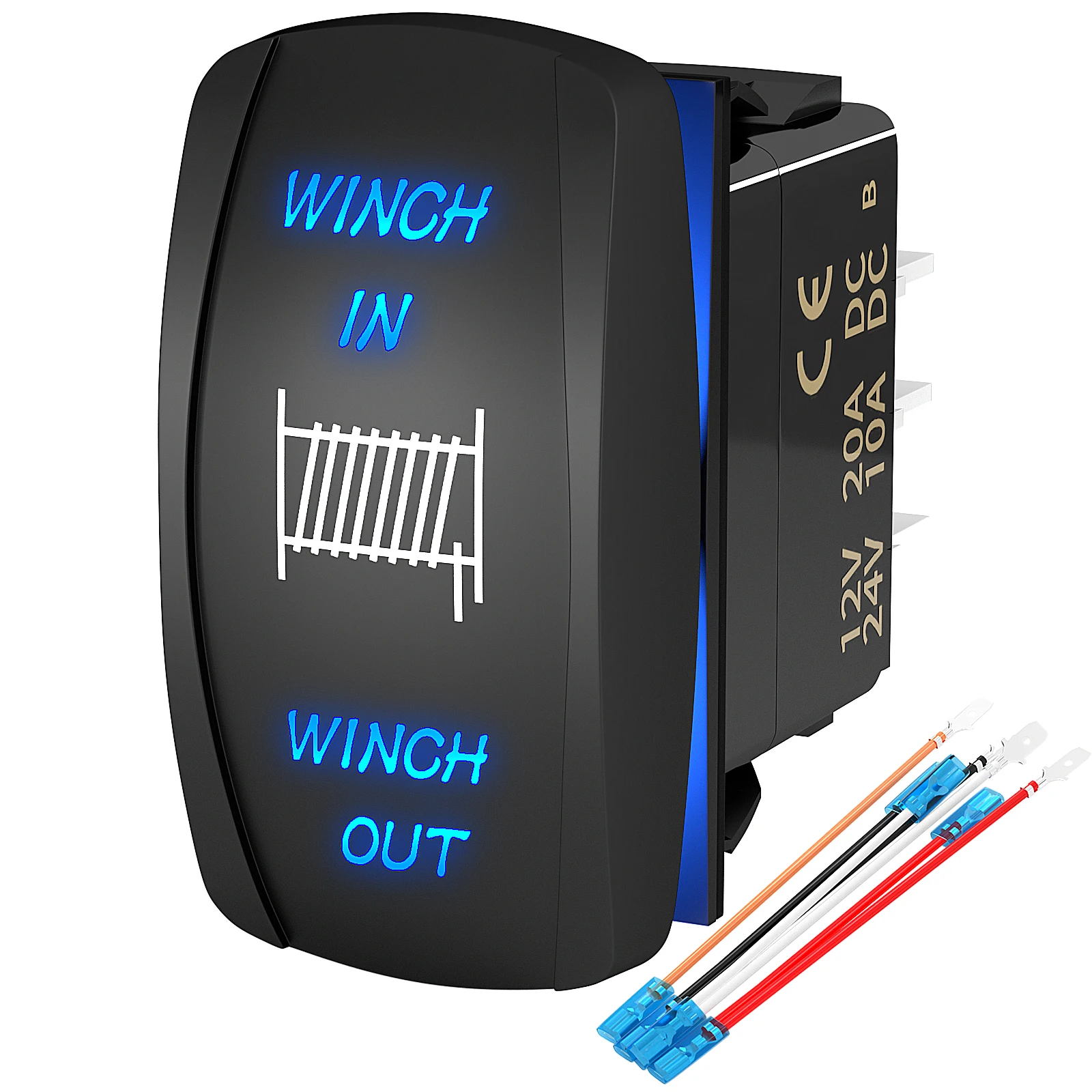 Winch Switch Winch in Winch Out Momentary (ON)/Off/(ON) 7 Pin Winch Rocker Switch Toggle 3 Way 20A 12V 10A 24V DC Waterproof