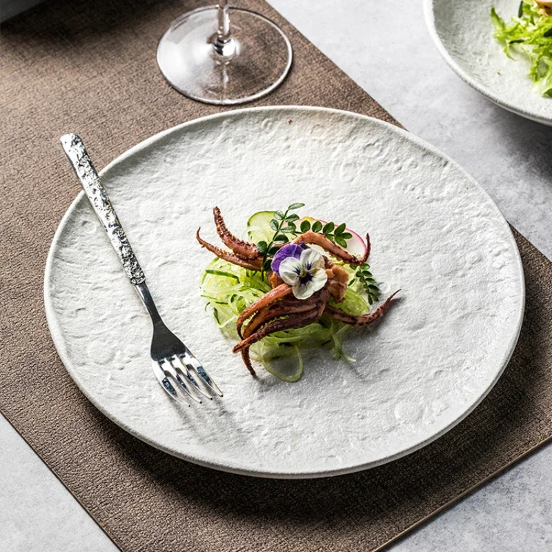 Ceramic Stone Pattern Western Food Dish High-grade Creative Disc Restaurant Tableware Exquisite Hotel Desktop Setting Plate