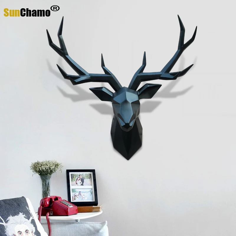 

Nordic Style 3D Deer Head Decoration Wall Hanging Statue & Sculptures Animal Living Room Dining Pendant Home Decor Gifts