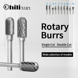 HILIXUN Head Rotary file Tool Point Burr Die Grinder Abrasive Tools 6MM Shank Drill Milling Carving Bit Tools