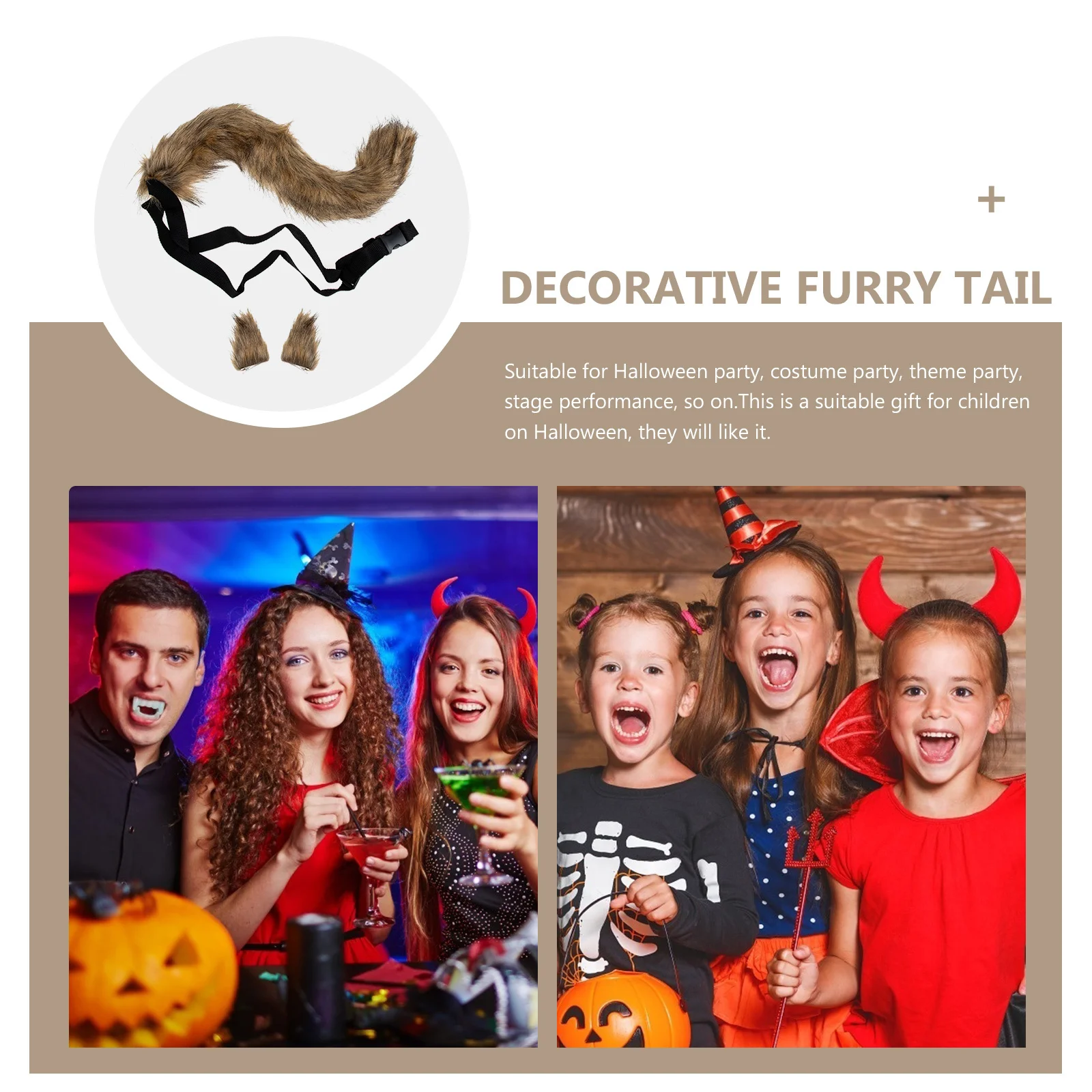 

1Set Fox Tail Costume Adorable Cosplay Ears Wear-Resistant Decorative Cosplay Accessory Party Supply Decorative Furry Tail