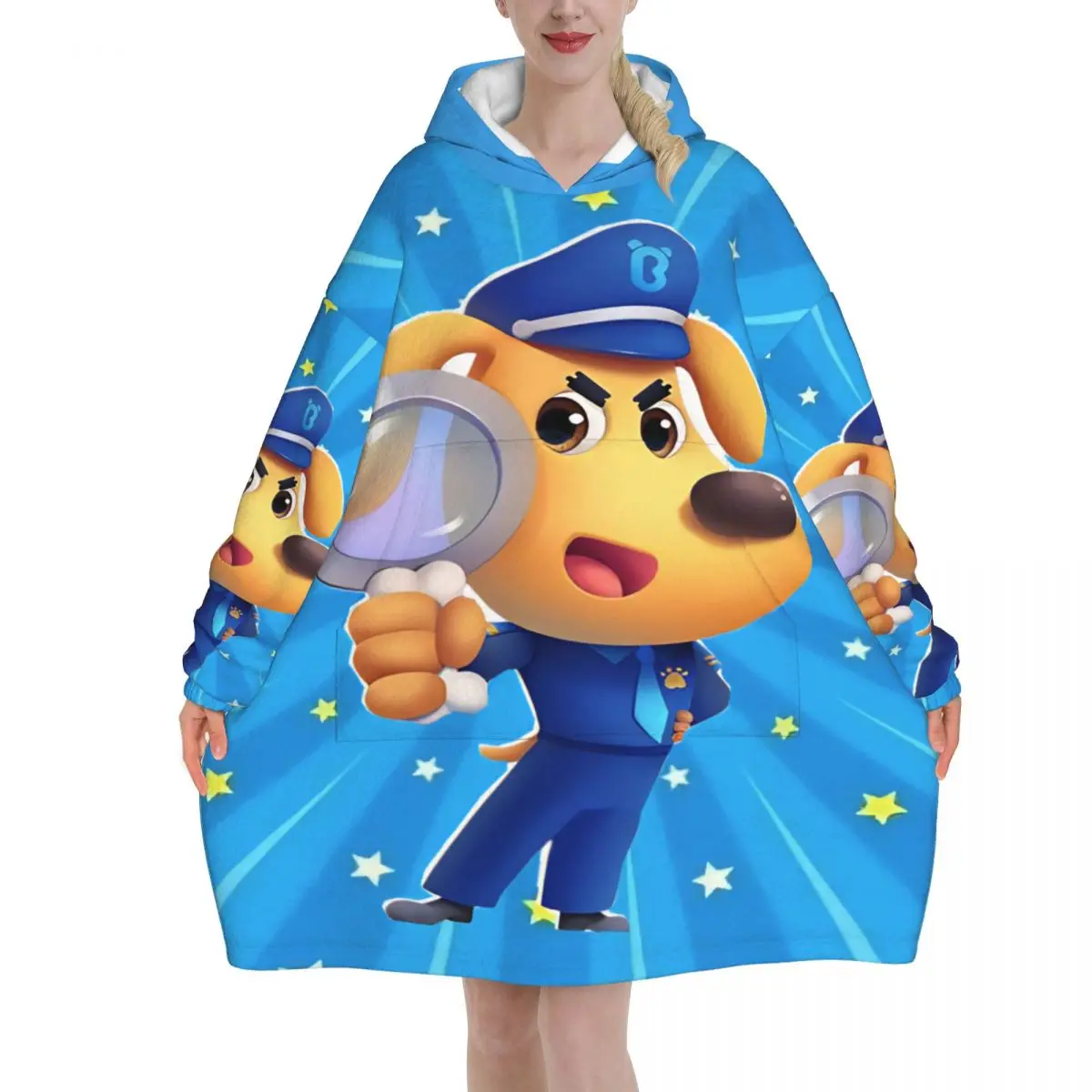 Sheriff Labrador Blanket Hoodie Wearable Blanket Large with Pocket Warm Sleeping Bag Soft Cozy Onesie