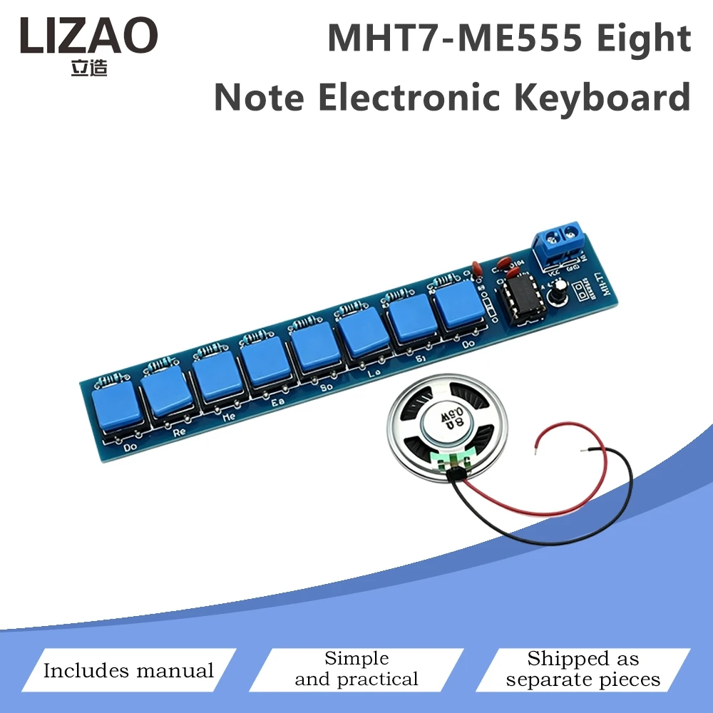 MHT7-ME555 Eight Note Electronic Keyboard Module DIY Music Experiment Kit 8 Tone Buttons With 8Ω Mini Speaker Separate Parts