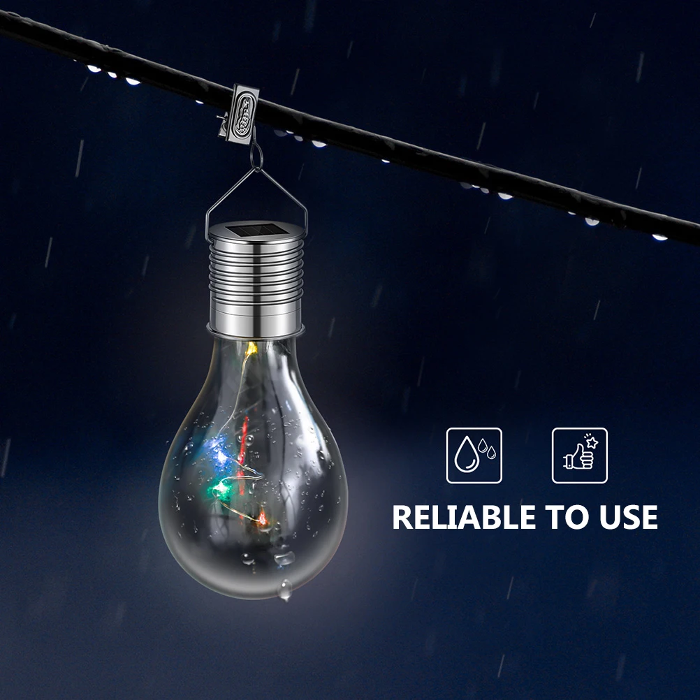 

4pcs Solar Powered Glass Bulb LED Copper Wire Lights Lamp Hanging Lamp Bulb for Garden (Transparent, Colorful Lights)