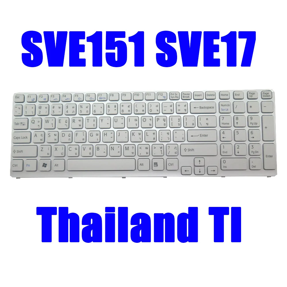 

Laptop Keyboard For SONY SVE151 SVE17 V133830BS1TI3A 149028861TH 90.4MR07.103 Thailand TI White With Frame New
