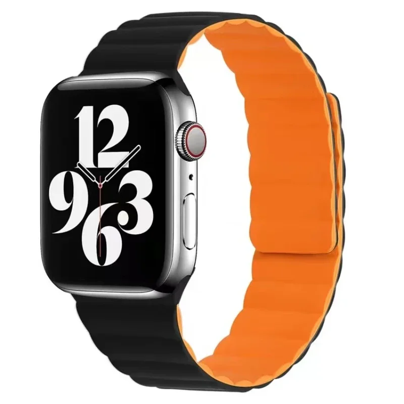 Magnetic Silicone Strap for Apple Watch Band 49mm 45mm 44mm 41mm 40mm 42mm 46mm Series Ultra 10 9 8 7 6 5 4 SE Bracelet Correa