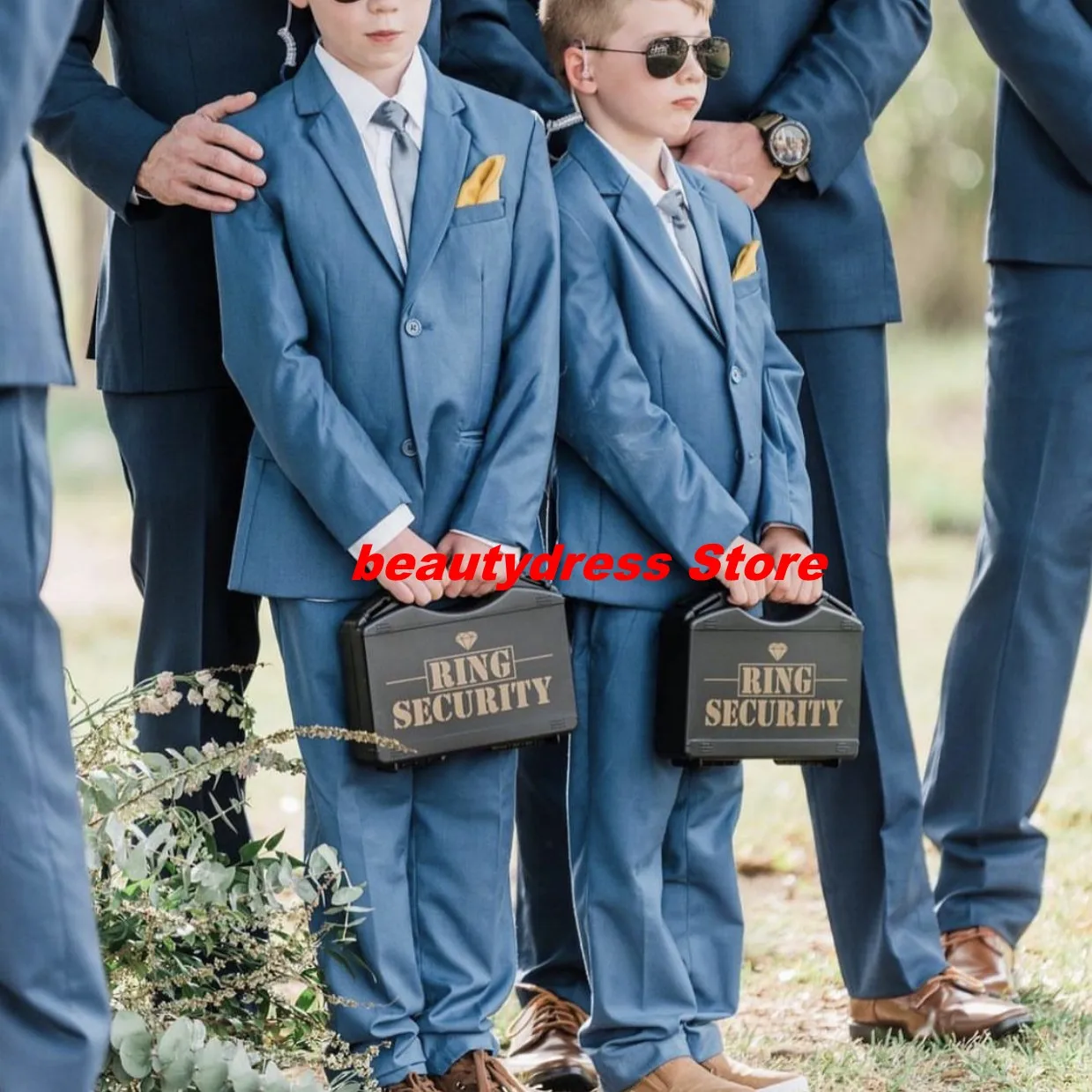 2023 Boys Formal Suits For Wedding Tuxedos Toddler Kids Birthday Party Ring Bearer (Jacket +Pants+Tie))