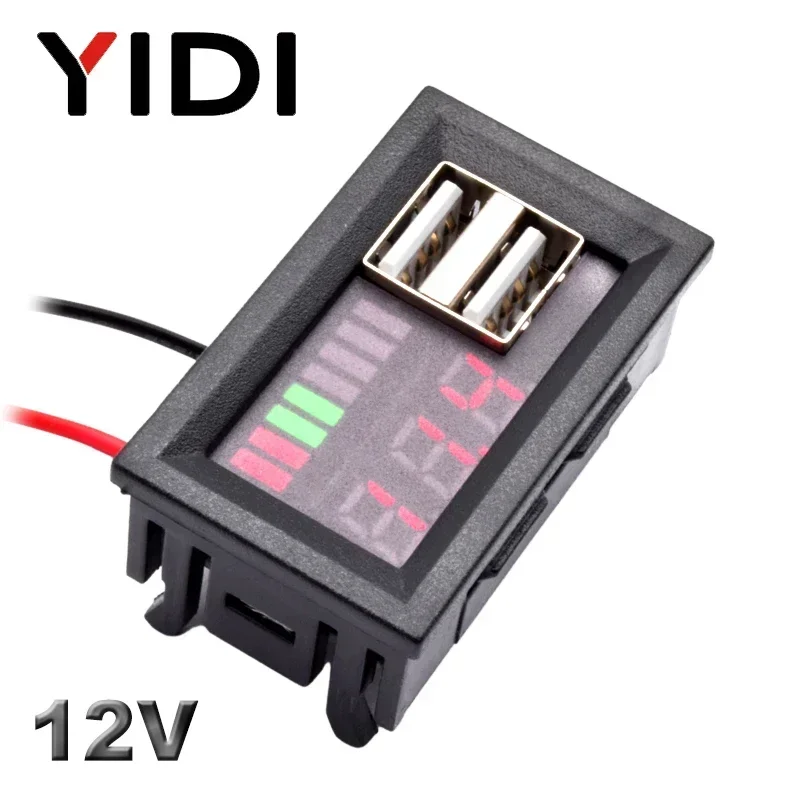 Digitale Blei-Säure Lifepo4 Lithium-Batterie Kapazität Anzeige USB Ladegerät Voltmeter Panel Spannung Meter Tester 12V Auto Motorrad