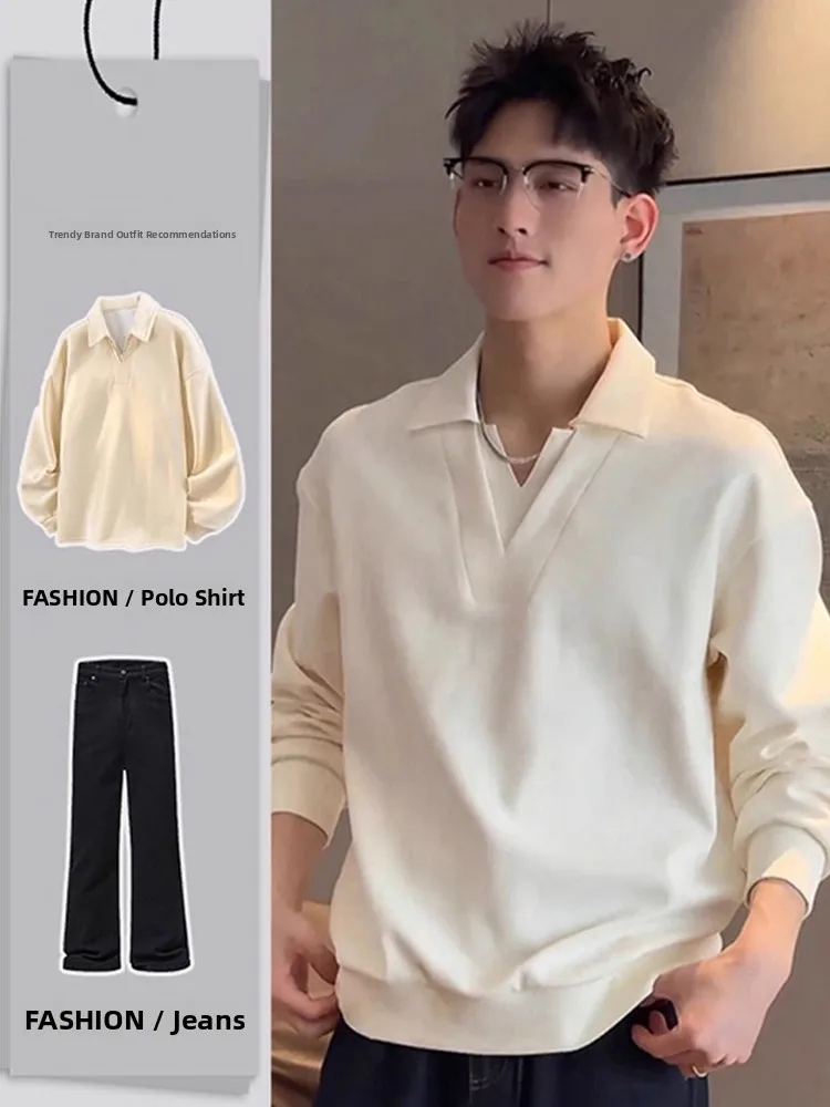 

Cherry Blossom Double V-Ne irt Long Sve Толстовка с капюшоном для мужчин Cool Haome Весь комплект Осенний модный поддельный комплект из двух предметов