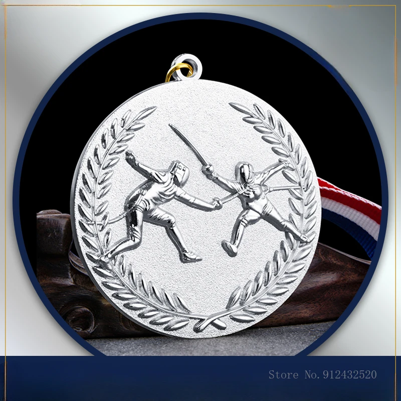 Metal Fencing Relief Medal, Sports Awards, Souvenir, Martial Art School Company Competition, Creative Hang Your Neck Medal, 2Pcs