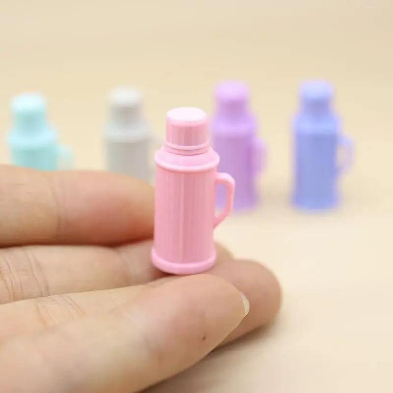 1Pcs Mini Pastel Thermos Models Cute Design Sturdy Plastic For Dollhouse Sand Table Decor Photography Props