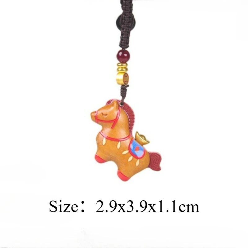 Painted Ingot 2026 Year Of The Horse Zodiac Lovely Pendant Bag Keychain Hanging Ornaments Red Sandalwood Rosewood Animal Decor