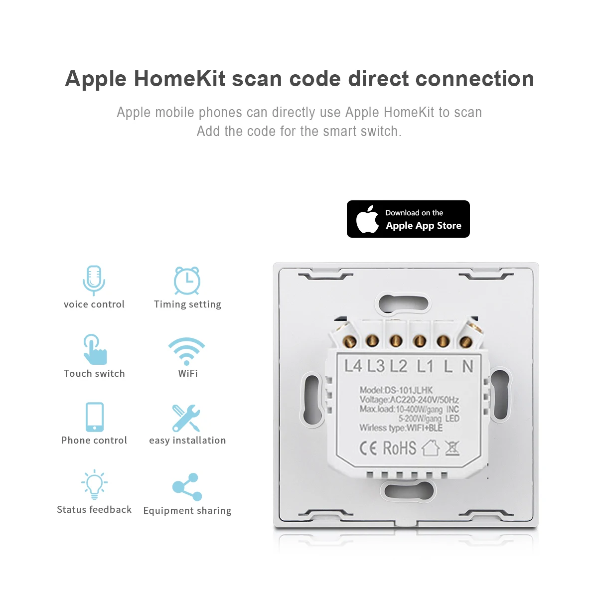 Apple Homekit Smart Light Wall Switch WiFi Touch Sensor Glass Panel Remoted Control By Google Home Siri Alexa MFI Interruptor